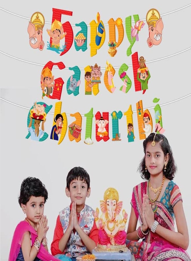 Festiko®Ganesh chaturthi Decoration for Ganesh chaturthi Party Decoration,Ganesh Festival Decorations, Party Supplies 1 Pc Banner - Image 4